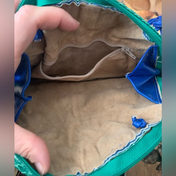 Vintage Genuine Eelskin Blue & Teal Green Accordion Clutch Bag - Picture 3 of 5